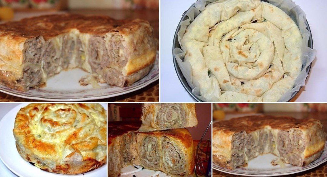 Пирог из лаваша с фаршем на сковороде рецепт с фото